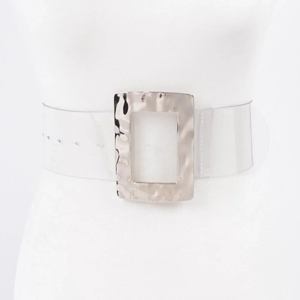 BNWT Plus Size Textured Buckle Cleared Transparent Fashion Belt